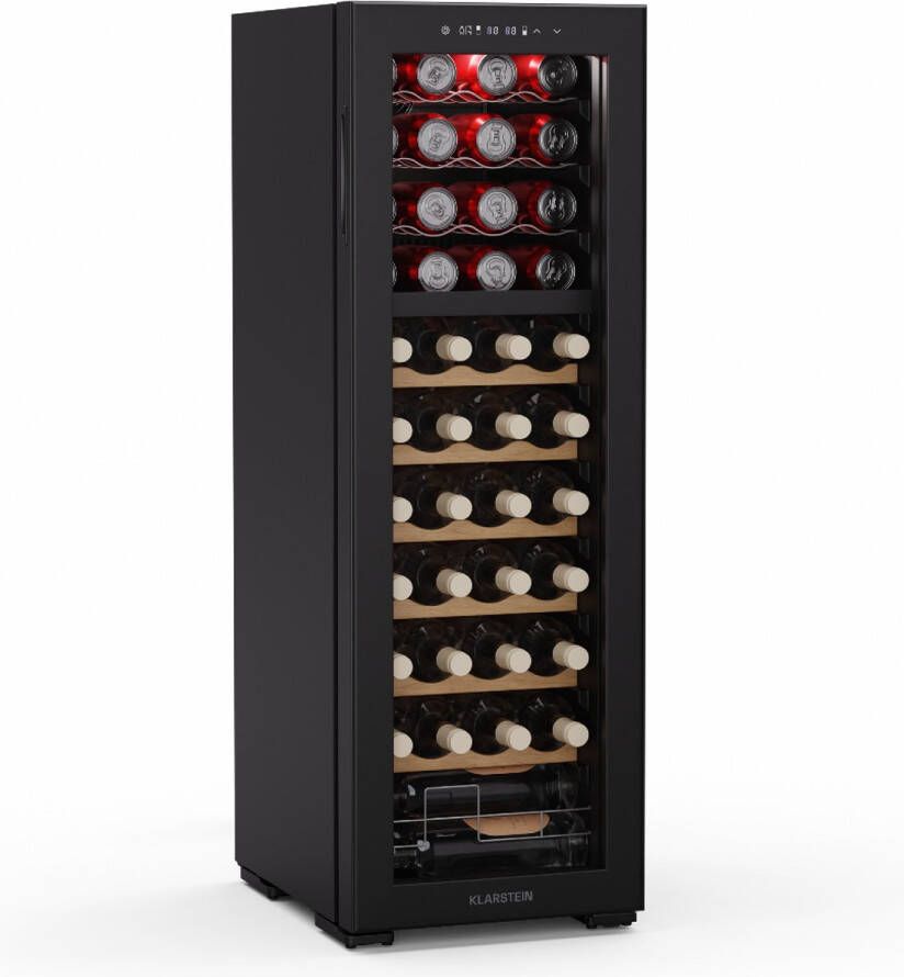 Klarstein Bovella 44 Duo+ Wijnkoelkast 44 Flessen Touchscreen 121 Liter 43 dB Zwart