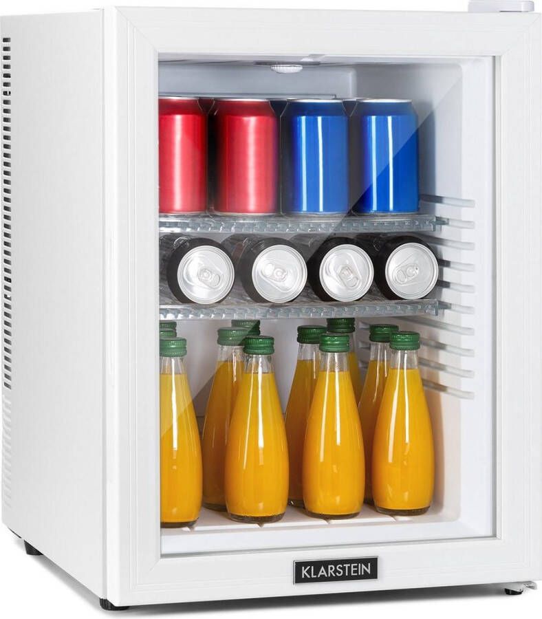 Klarstein Brooklyn 42 Minibar Mini koelkast Compact Vrijstaand Thermo-elektrisch koelsysteem 42 Liter inhoud Koeling: 12 18 °C Auto DeFrost Energie-efficiëntieklasse: F 23 dB LED licht Glazen panoramadeur Wit - Foto 2