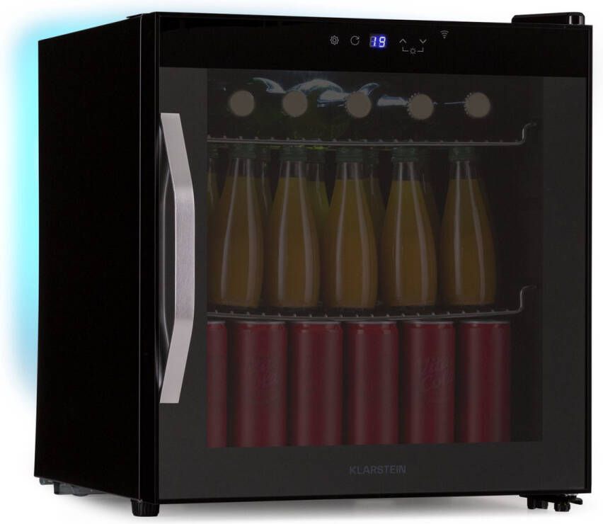 Klarstein Coachella 50 Onyx Dranken Koelkast 47L Slimme Dranken Koelkast met WiFi LED Verlichting Touch Control 3-18°C Koeling Panoramische Glazen Deur Zwart - Foto 2