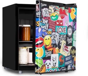 Klarstein Cool Vibe 48+ Barmodel koelkast 48 liter VividArt concept stickerbomb manga style Interne thermostaat met 7 standen 41 dB