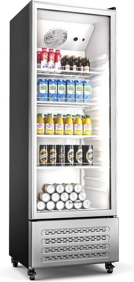 Klarstein GrandCooler 270L Getränkekühlschrank Doppelverglaste Tür Aluminium Tür LED Beleuchtung Mechanischer Thermostat 0 °C bis 10 °C 4 Räder Energieklasse B – geschikt voor thuisfitness en sportschoolgebruik duurzame constructie eenvoudig - Foto 2