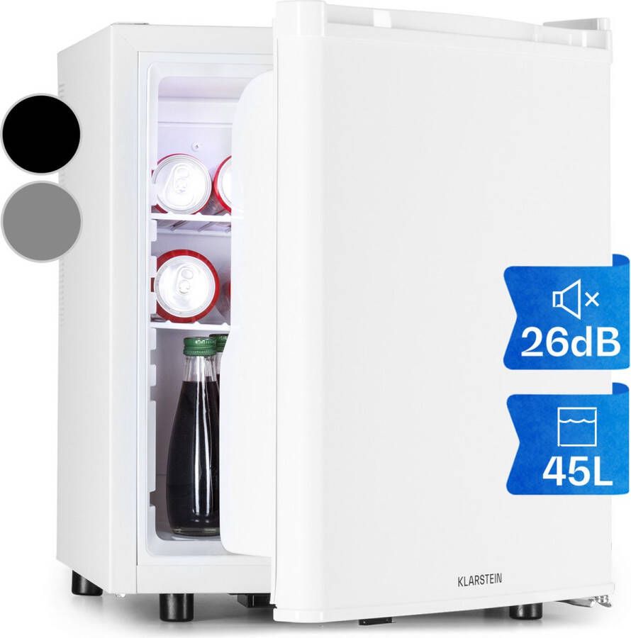 Klarstein Happy Hour 45 koelkast minibar drankkoelkast mini-koelkast in CompactCooling design Inhoud: 45 liter energielabel C 4 niveaus flessenvak tot 2 liter bedrijfsgeluid: 26 dB