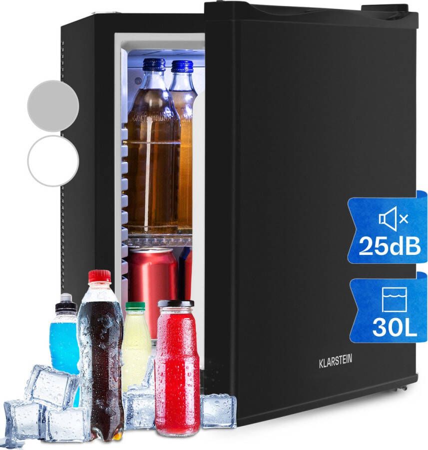 Klarstein MKS-11 Minibar 25 liter Barmodel koelkast ultra-compacte afmetingen Apart zwart apparaat-chassis