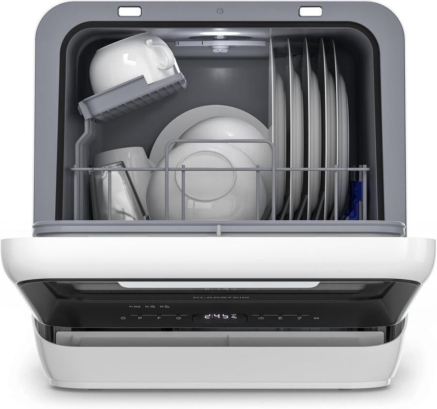 Klarstein Amazonia Mini Vaatwasser Compact Aanrechtblad 7 Programma's 5L Tank of Directe Aansluiting Energie-efficiëntieklasse D Stil 58dB Digitaal Display Draagbaar Tafelblad voor Kleine Keukens Zwart - Foto 3