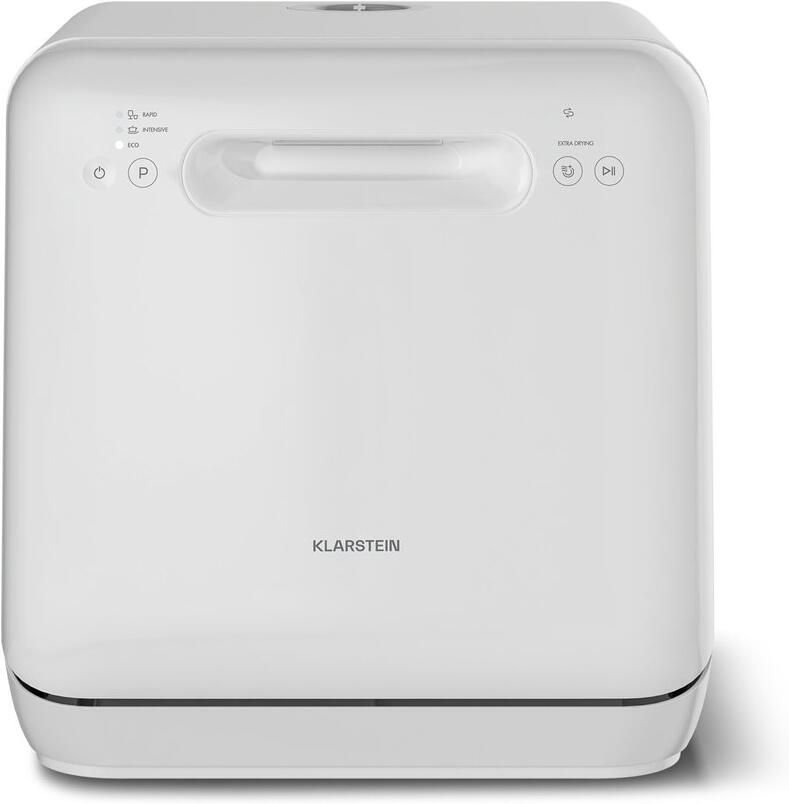 Klarstein Aquatica tafelmodel vaatwasser – kleine vaatwasser voor op het aanrecht 2 couverts 5 liter tank geen wateraansluiting nodig 3 programma's makkelijk mee te nemen en stil (58 dB) voor kleine keukens