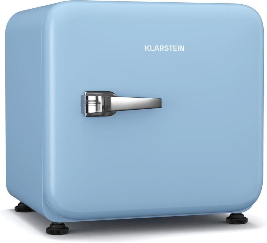 Klarstein Audrey Evo 43L Mini Kühlschrank Retro-Design Leise 40 dB Kompakter Kühlschrank Klein mit Verstellbaren Füßen und Wendetür Mechanischer Thermostat Weiß Ideal für Schlafzimmer und Büros