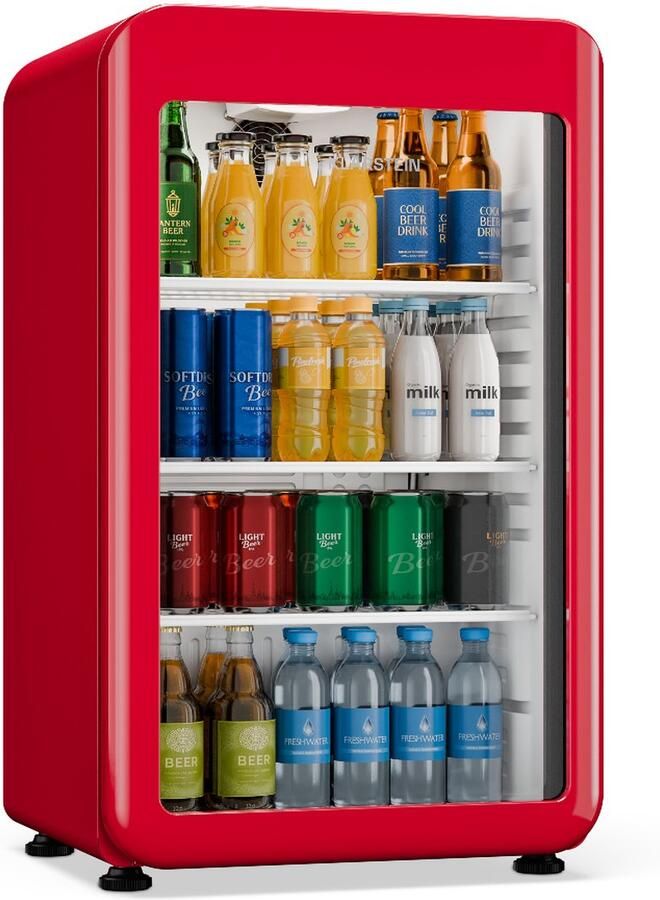 Klarstein Audrey Evo drankenkoelkast 95 L – Drankenkoeling met glazen deur ledverlichting regelbare temperatuur 0-10 °C 3 schappen stille werking