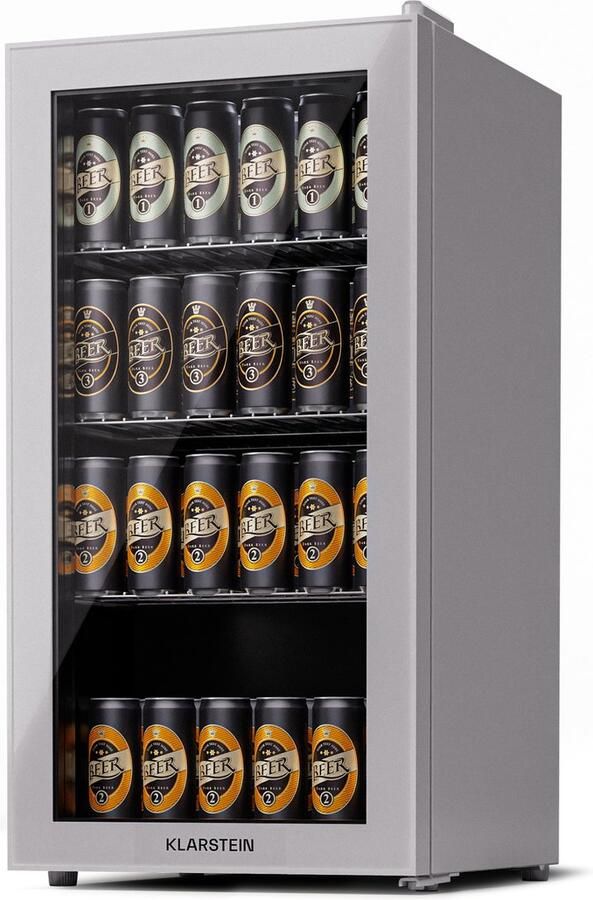 Klarstein Koelkast met Glazen Deur Stille Roestvrijstalen Koelkast Binnen Buiten Dranken Koelkast Smalle Wijn Koelkast voor Dranken 74L Koelkast met Verwijderbare Planken 5-18°C Grijs - Foto 2