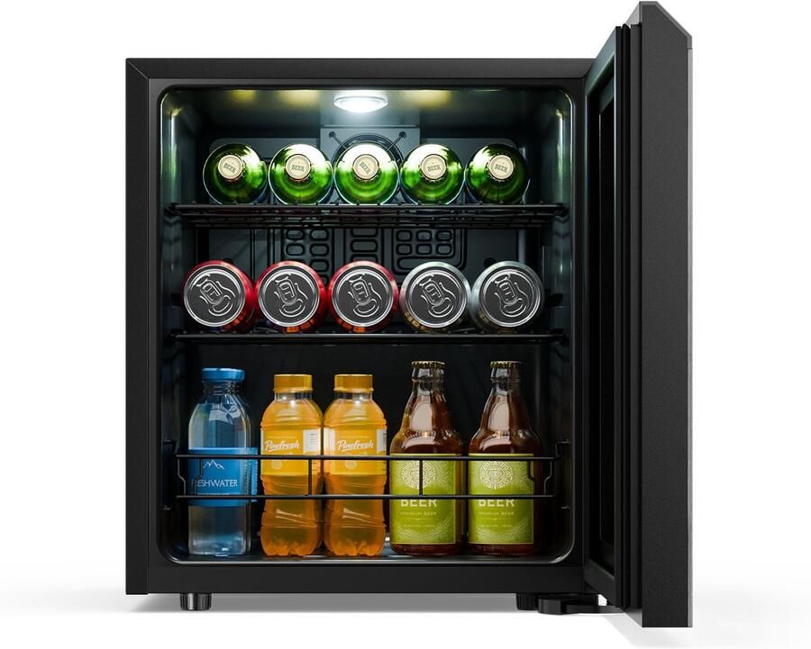 Klarstein Bevora drankenkoelkast 46 L – Drankenkoeling met glazen deur touch control ledverlichting regelbare temperatuur 1-12 °C uitneembare schap