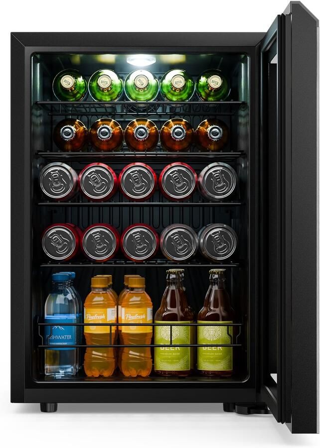 Klarstein Bevora drankenkoelkast 62 L – Drankenkoeling met glazen deur touch bediening ledverlichting regelbare temperatuur 1-12 °C 2 schappen