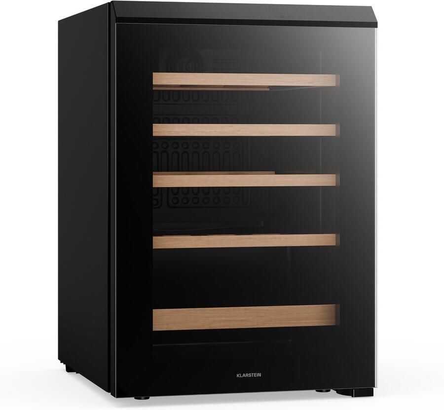 Klarstein Bevora wijnkoelkast 20 flessen – Vrijstaande wijnkoeler touch control 4-18 °C deur met uv-glas ledverlichting houten schappen
