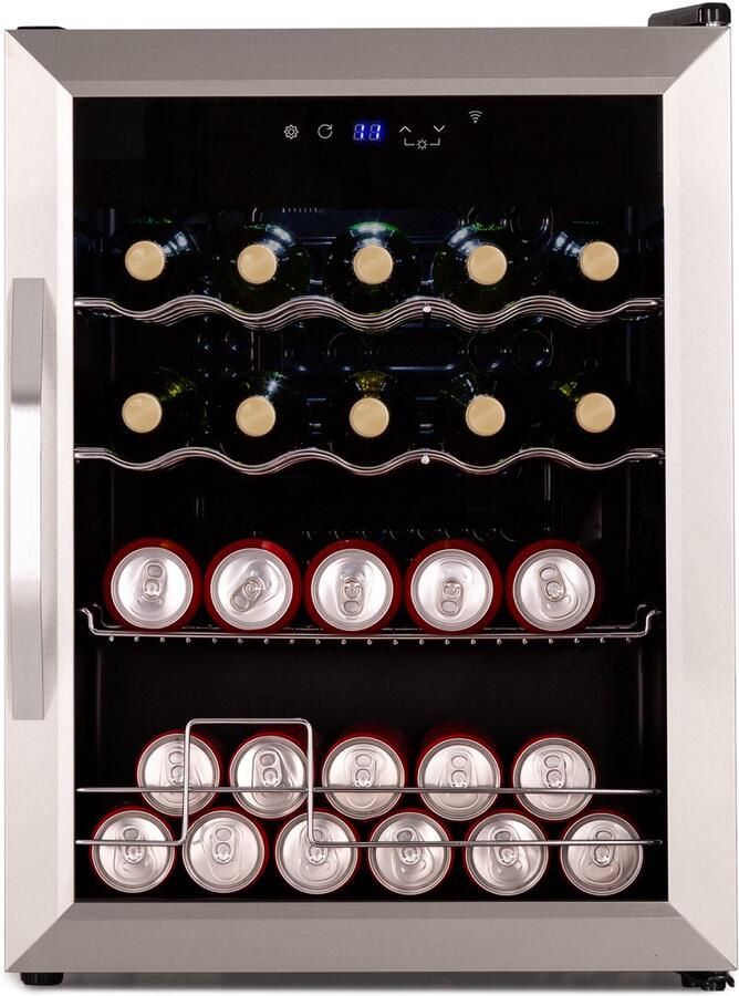 Klarstein Coachella 60 Drankenkoelkast 60 L wifi-compatibel LED-verlichting Roestvrij staal Fluisterstil 3-18 °C Uitneembare schappen Drankenkoelkast met glazen deur - Foto 2