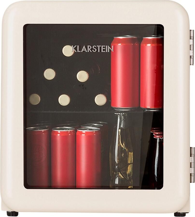 Klarstein Mini Kühlschrank met Glastür 48L Mini Kühlschrank voor Zimmer en Büro Getränkekühlschrank Klein met Herausnehmbarer Ablage Kleiner Kühlschrank Indoor Outdoor Kühlschrank Leise 0 10°C – geschikt voor thuisfitness en sportschoolgebruik d