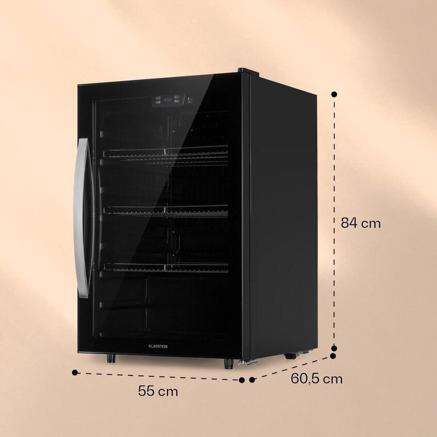 Klarstein Mini Kühlschrank met Glastür Mini Kühlschrank voor Zimmer Getränkekühlschrank Klein met Verstellbaren Ablagen Kleiner Kühlschrank 147 Liter Indoor Outdoor Kühlschrank Leise – geschikt voor thuisfitness en sportschoolgebruik duurzame co