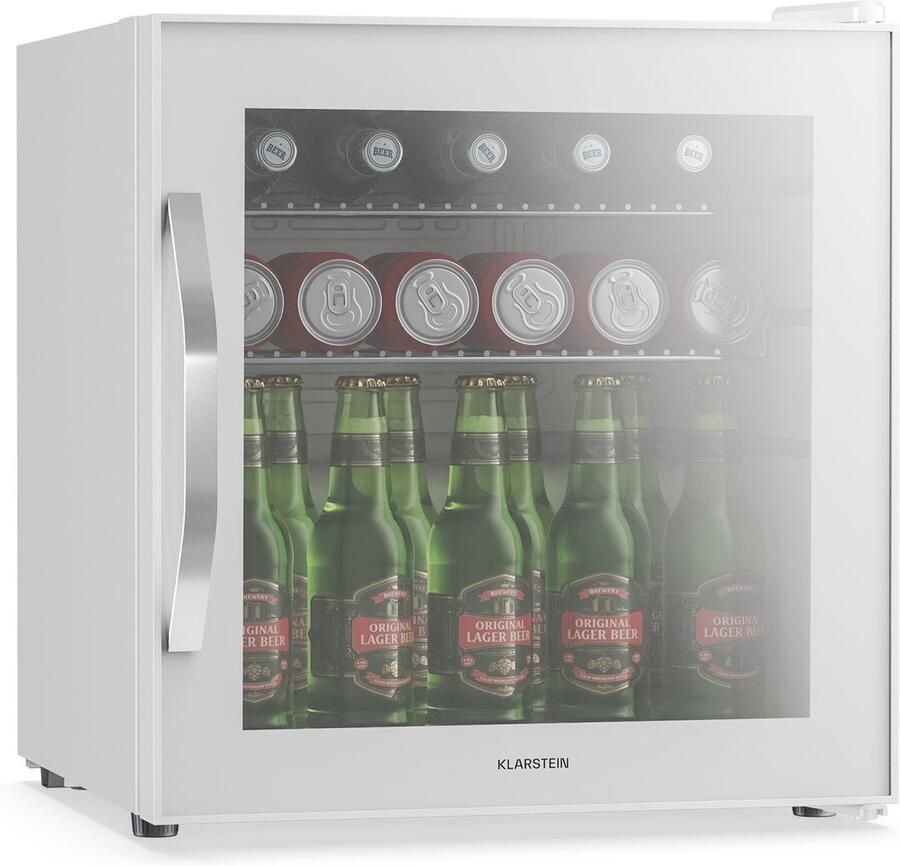 Klarstein drankkoelkast met glazen deur 47 liter mini-drankkoelkast dubbelwandige spiegeldeur verstelbare planken 0-13 °C stil voor onder het aanrecht