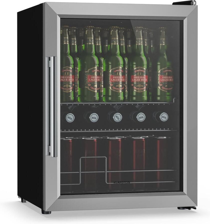 Klarstein drankkoelkast met glazen deur 60 liter mini-drankkoelkast ledverlichting dubbel glas verstelbare planken 3-10 °C onderbouw stil