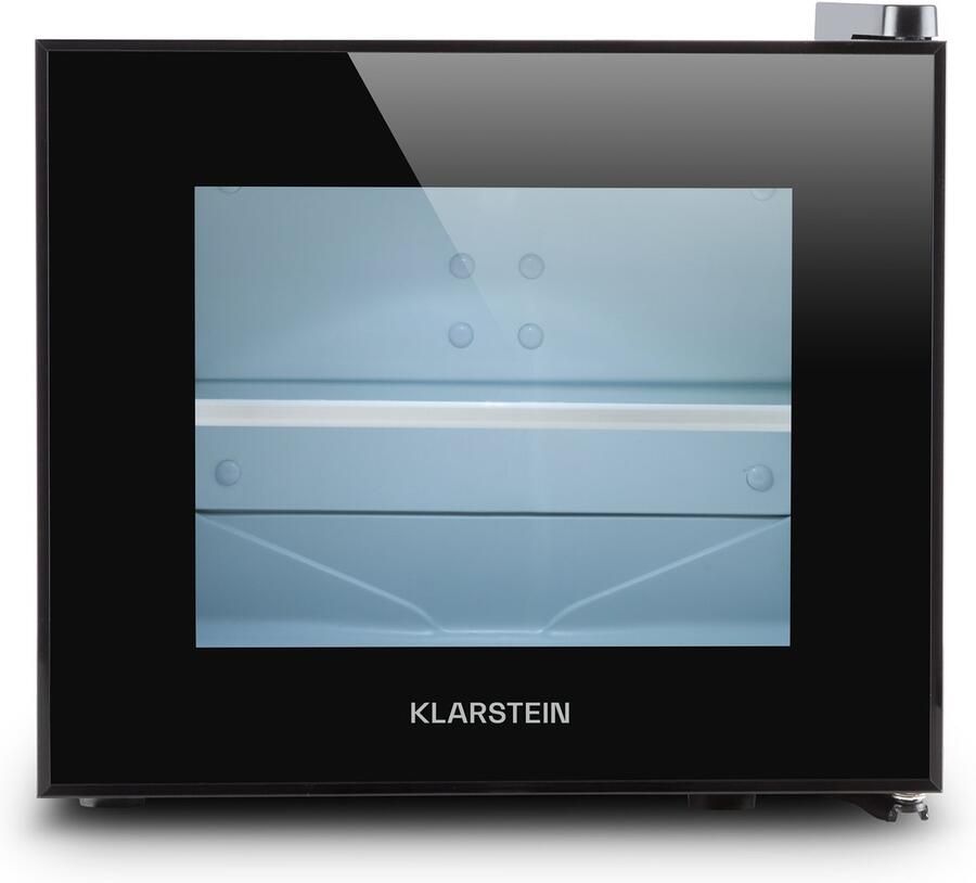 Klarstein Mini-Koelkast Frosty 10L 65W Zwart Minikoelkast Drankkoeler Hotelkoelkast 8L 30 dB voor Hotelkamer voor Kantoor voor Slaapkamer LED-Binnenverlichting Glasdeur Stil Mini Fridge Kleine Koelkast Compact Koelkast