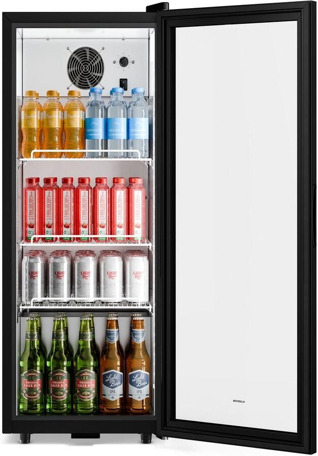 Klarstein GrandCooler professionele drankenkoelkast 137 l – Drankenkoeling ledverlichting (wit blauw) regelbare temperatuur van 0 tot 10 °C 3 schappen