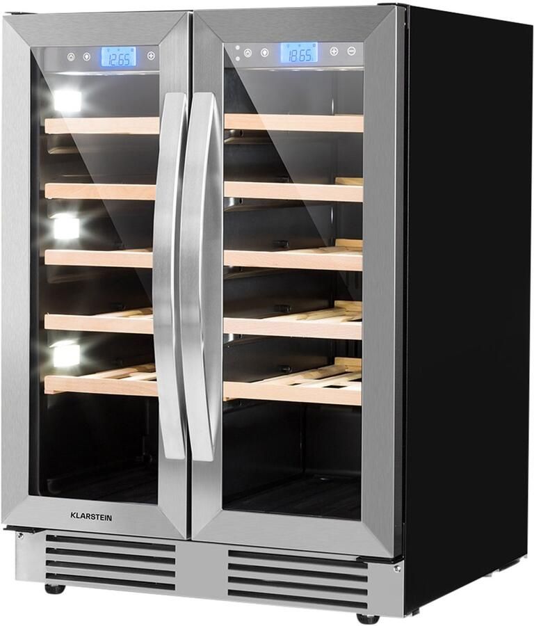 Klarstein Inbouw Wijnkoelkast 2 Zones – Wijnklimaatkast 126L met Glazen Deur – Drankenkoelkast voor Binnen Buiten – Temperatuurregeling – Capaciteit 42 Flessen 60 cm Touch Vrijstaand Wit glas Display Rood Wijnkast - Foto 2