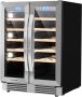 Klarstein Inbouw Wijnkoelkast 2 Zones – Wijnklimaatkast 126L met Glazen Deur – Drankenkoelkast voor Binnen Buiten – Temperatuurregeling – Capaciteit 42 Flessen 60 cm Touch Vrijstaand Wit glas Display Rood Wijnkast - Thumbnail 1