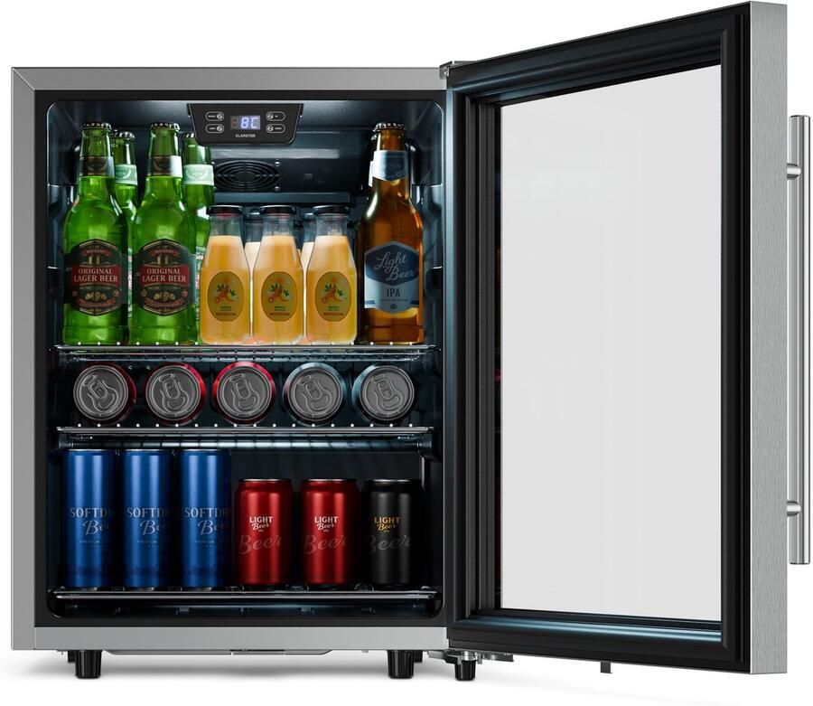 Klarstein LuxeChill drankenkoelkast 60 L – Drankenkoeling met glazen deur 0-10 °C touch control 3 schappen ledverlichting IPX4 voor buitenkeukens