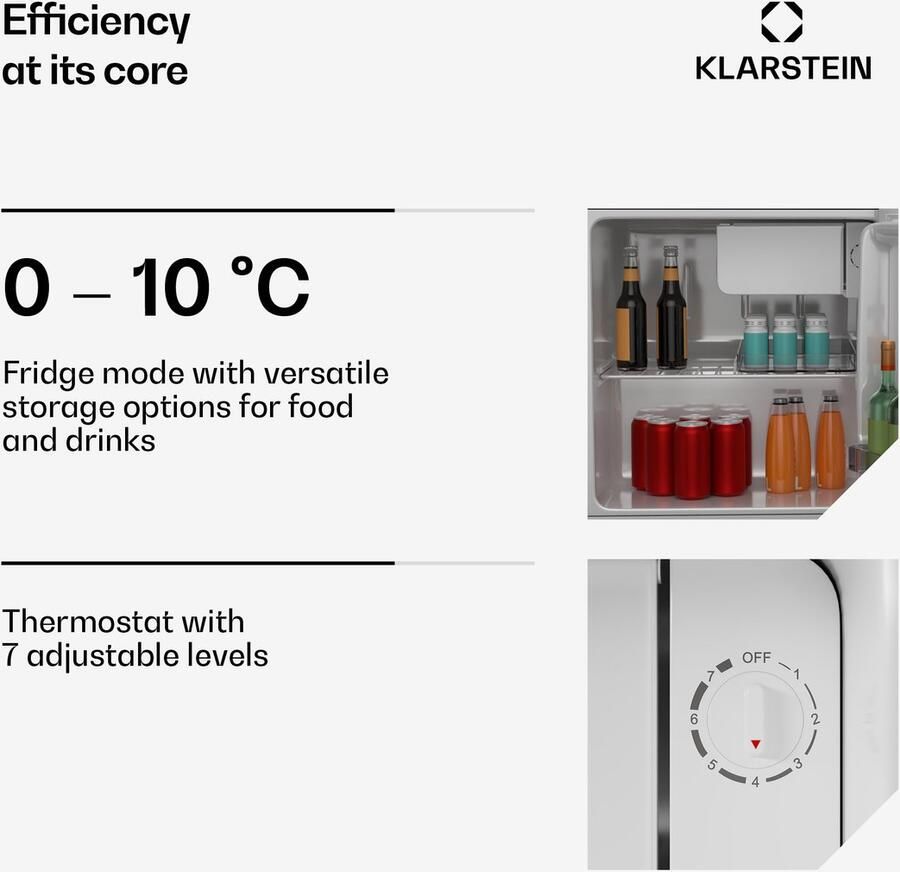 Klarstein Irene 46L Retro Mini Kühlschrank Leise 37 dB Verstellbarer Thermostat Energieeffizient Kleiner Kühlschrank Für Schlafzimmer Büros Schwarz – geschikt voor thuisfitness en sportschoolgebruik duurzame constructie eenvoudig te monteren
