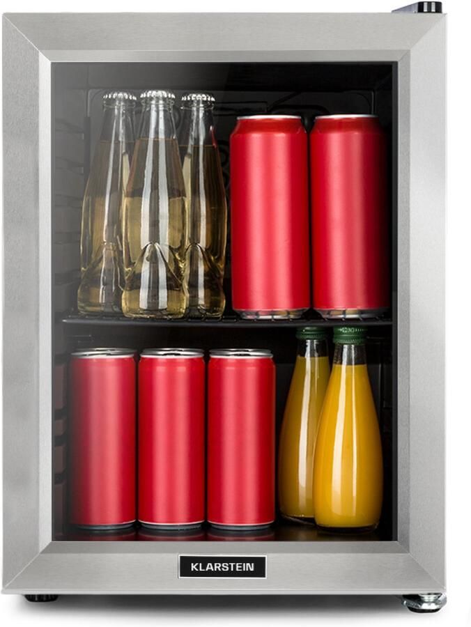 Klarstein Minibar Harlem Drankkoelkast Mini koelkast Compressiekoeling 23 Liter inhoud 5 Koelstanden: 0 10 °C Energie-efficiëntieklasse E Gering Bedrijfsgeluid: 39 dB LED Verlichting Glazen deur Roestvrij Staal - Foto 2