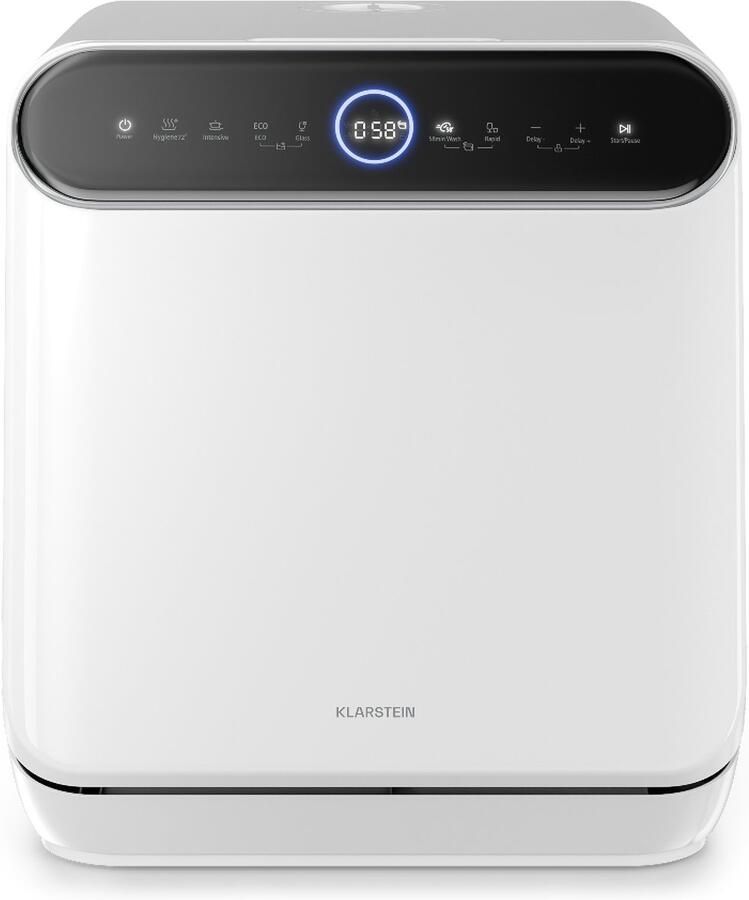 Klarstein Oceana mini vaatwasser Compacte vaatwasser voor 3 couverts met 7 programma's 6 liter waterverbruik AquaStop draagbaar design