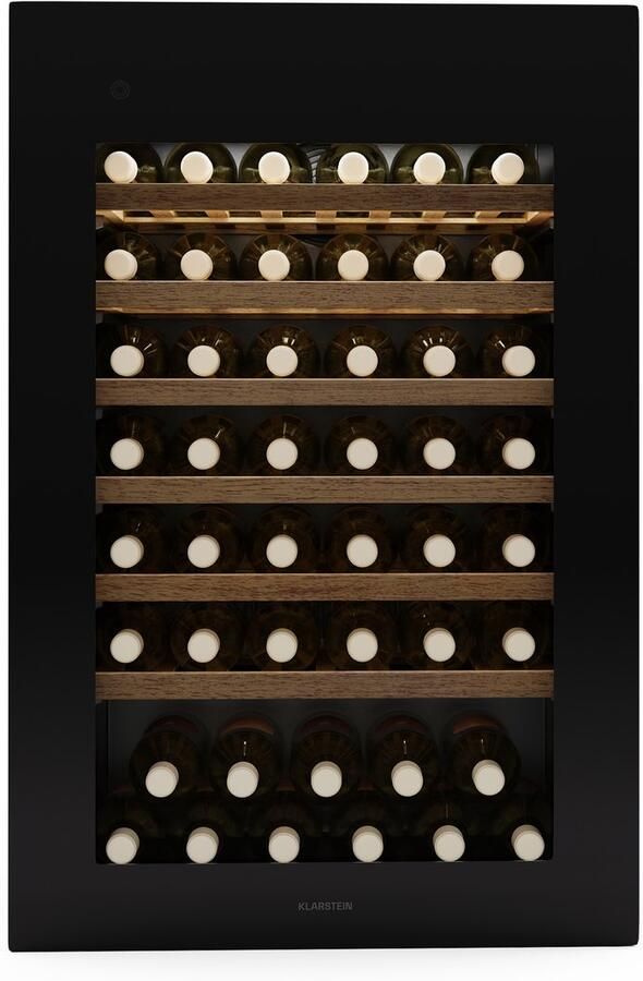 Klarstein Wijnkoeler Rhone 59 Uno 59 flessen 1 zone 5-20 °C LED-bediening UV-bescherming stille werking zwart Wijnkoelkast 152L 38 dB voor Wijnliefhebber voor Bar Glazen Deur Houten Schappen Wijnklimaatkast Wijnkast - Foto 12