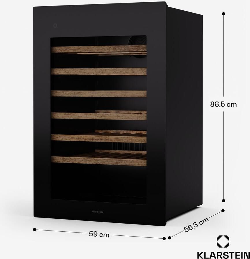 Klarstein Rhone 59 Uno Wijnkoelkast 59 Flessen Push-to-open Geruisloos Zwart - Foto 3