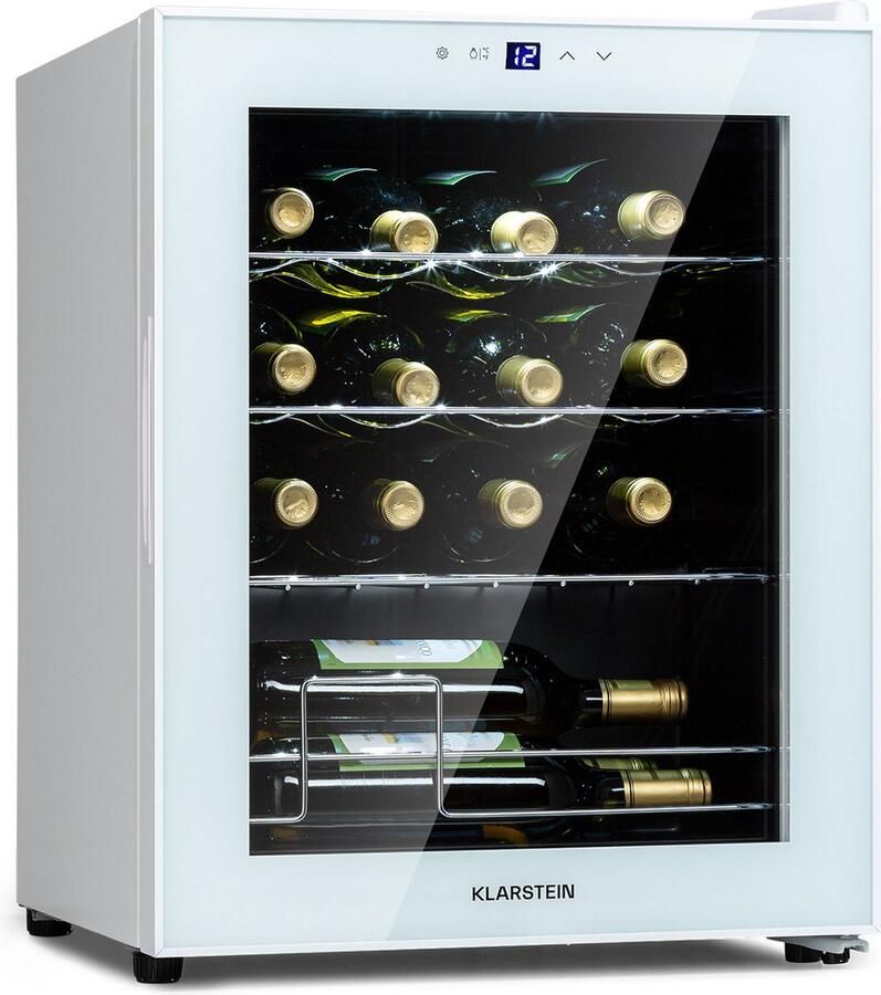 Klarstein Shiraz 16 Quartz Wijnkoelkast 42 Liter Touch bediening 160 W 5-18°C Wit glas - Foto 1