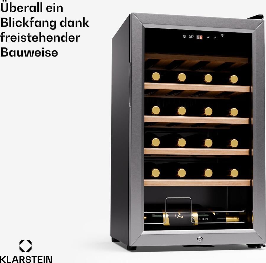 Klarstein Shiraz Premium Smart 24 Wijnkoelkast Wijnklimaatkast 24 Flessen Zilver - Foto 2