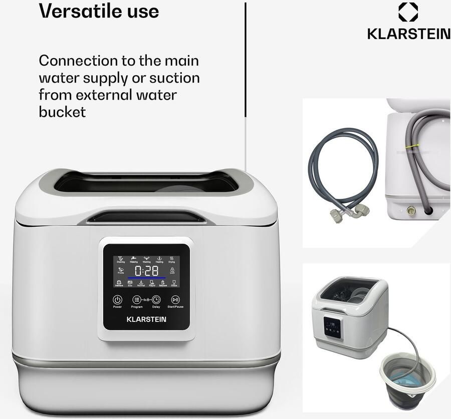 Klarstein SilentScrub Tischgeschirrspüler kompakte & tragbare Tischspülmaschine voor 3 Gedecke 7 Programme & digitaler Touchscreen leiser Betrieb bei 55 dB – geschikt voor thuisfitness en sportschoolgebruik duurzame constructie eenvoudig te monter - Foto 4