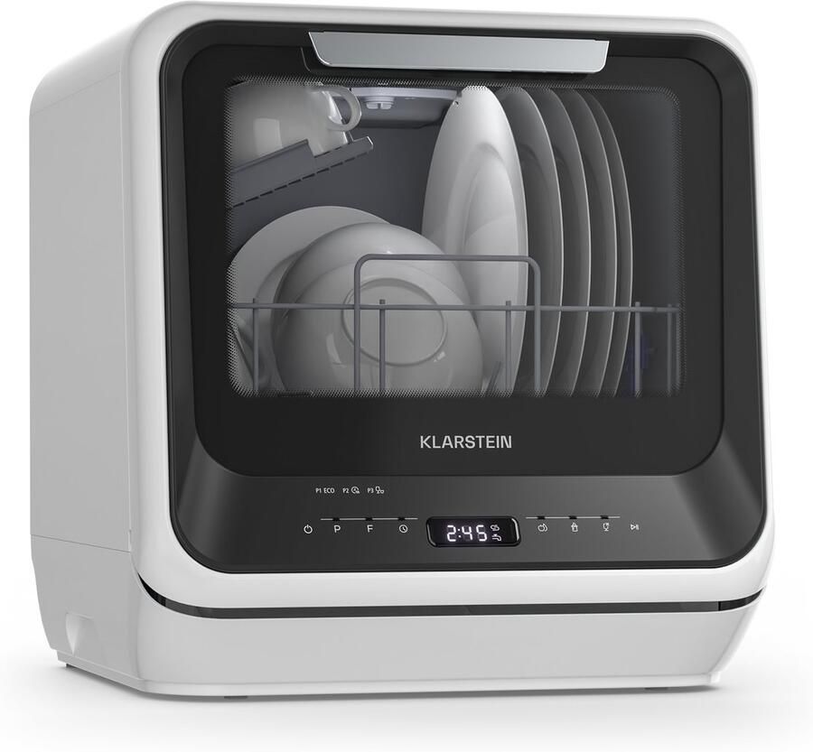 Klarstein Vaatwasser Amazonia Mini Compact Aanrechtblad 7 Programma's 5L Tank of Directe Aansluiting Energie-efficiëntieklasse D Stil 58dB Digitaal Display Draagbaar Tafelblad voor Kleine Keukens Zwart Dishwasher - Foto 6
