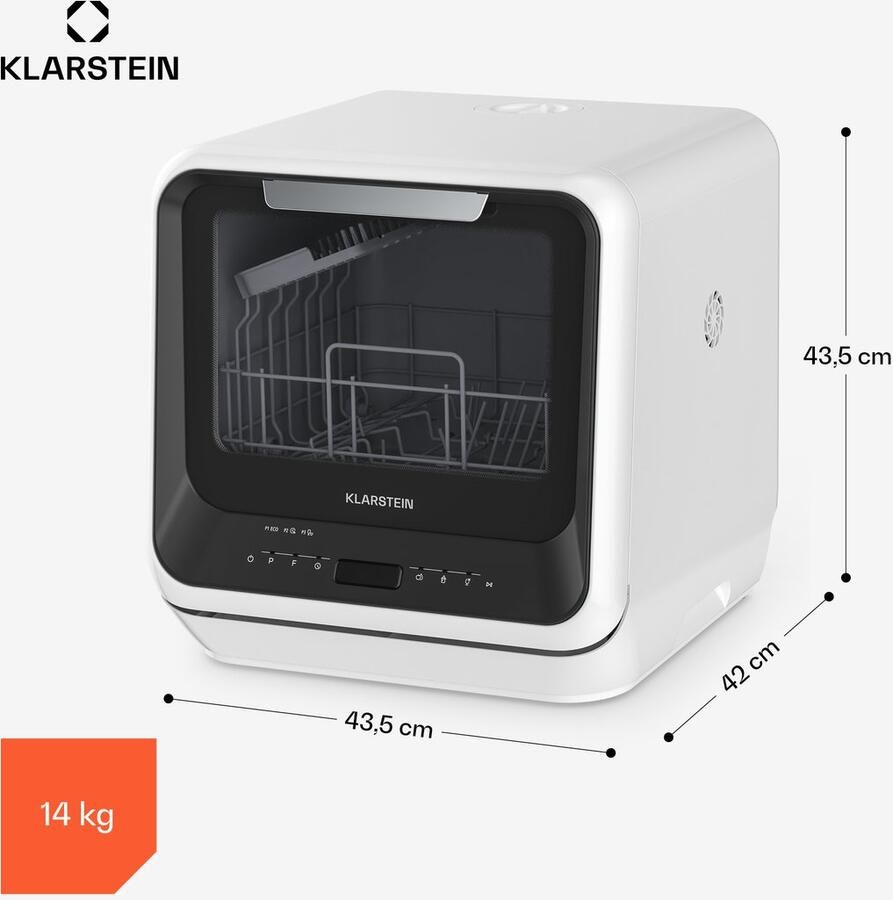 Klarstein Vaatwasser Amazonia Mini Compact Aanrechtblad 7 Programma's 5L Tank of Directe Aansluiting Energie-efficiëntieklasse D Stil 58dB Digitaal Display Draagbaar Tafelblad voor Kleine Keukens Zwart Dishwasher - Foto 2