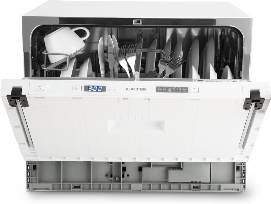 Klarstein Vaatwasser Mini voor 6 Couvert Stille Inbouw Vaatwasser klein met 6 Programma s Tafelmodel Vaatwasser voor Thuis Kantoor en Camping Mini Vaatwasser met Wateraansluiting Vaatwasmachine Afwasmachine 6 Maatgedekken 52 cm voor Singles