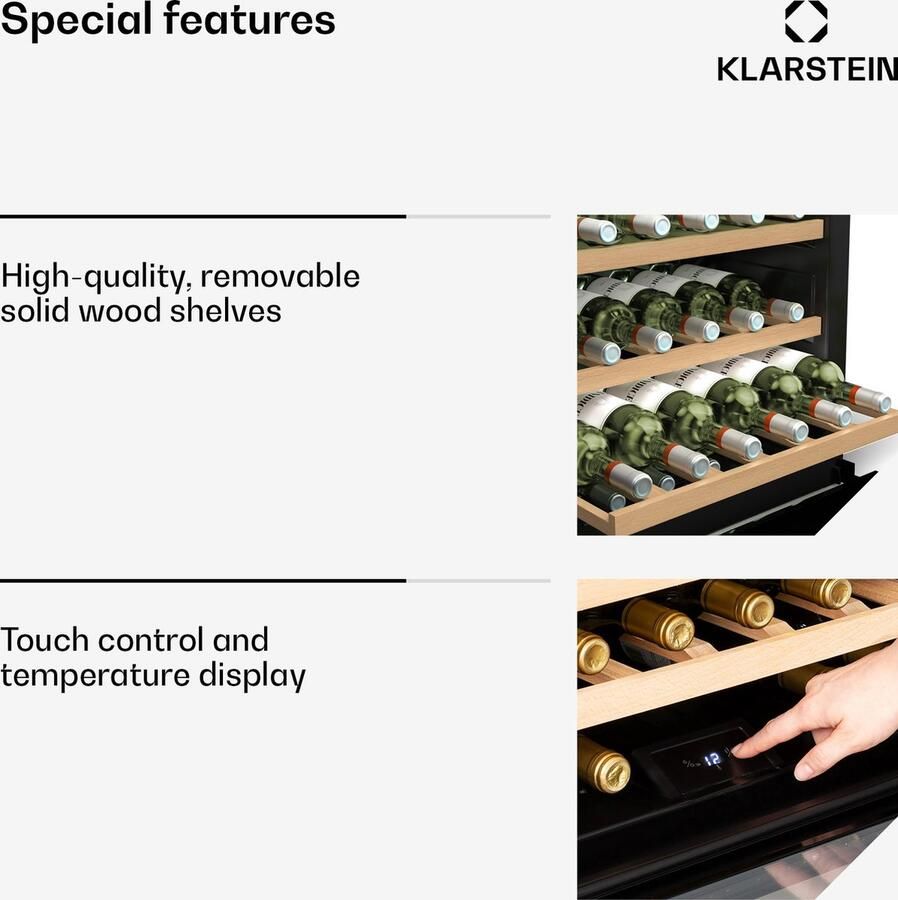 Klarstein Vinsider 30 Built In Uno Einbau Weinkühlschrank 30 Flaschen 1 Zone 5 20 °C LED Beleuchtung UV Schutz Holzregale Leise Energieeffizient Schwarz Glastür – geschikt voor thuisfitness en sportschoolgebruik duurzame constructie eenvou