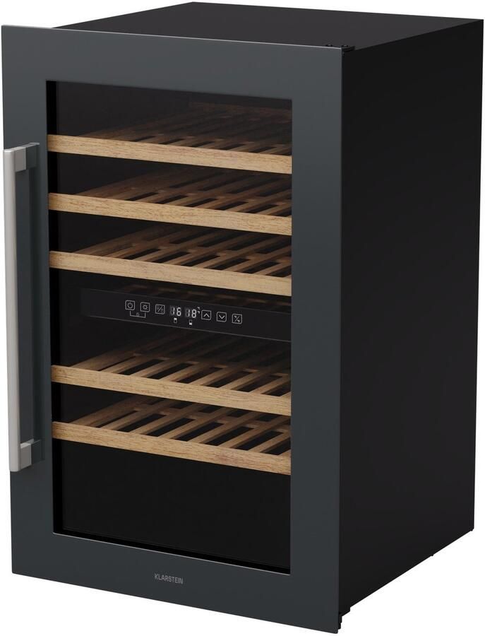 Klarstein Vinsider 57 Duo Weinkühlschrank 2 Zonen 57 Flaschen 5 22 °C Leise 38 dB Einbau UV Schutz Glas Holzregale Edelstahl R600a – geschikt voor thuisfitness en sportschoolgebruik duurzame constructie eenvoudig te monteren ideaal voor kra - Foto 5