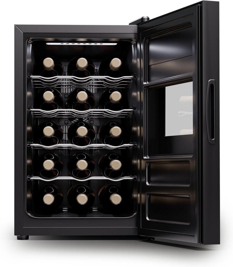 Klarstein vrijstaande wijnkoelkast 1 zone drankkoelkast klein kleine wijnkoelkast wijn koelkast klein met glazen deur indoor outdoor flessenkoelkast wine fridge 15 flessen - Foto 2