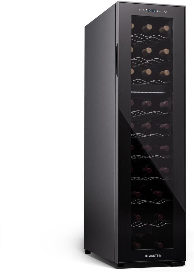 Klarstein vrijstaande wijnkoelkast 2 zones drankkoelkast klein kleine wijnkoelkast wijn koelkast klein met glazen deur indoor outdoor flessenkoelkast wine fridge 27 flessen 83L 60 cm Touch Wijnklimaatkast Wijnkast