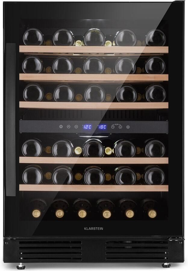 Klarstein Freistehender Weinkühlschrank 2 Zonen Getränkekühlschrank Klein Kleiner Weinschrank Wein Kühlschrank Klein met Glastür Outdoor Flaschenkühlschrank Wine Fridge 5 20°C 51 Flaschen – geschikt voor thuisfitness en sportschoolgebruik duur - Foto 2