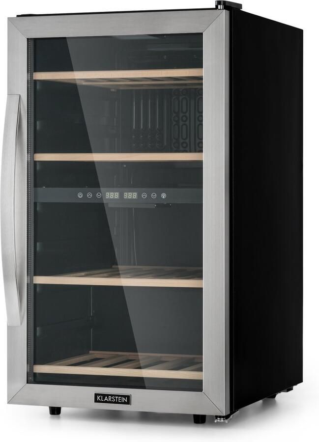 Klarstein Weinkühlschrank Getränkekühlschrank Schmal Kühlschrank met Glastür Getränkekühlschränke Freistehend Weinkühlschrank Klein Weinkühlschränke 2 Zonen UV Schutz 5 18 °C 45 Flaschen – geschikt voor thuisfitness en sportschoolgebruik duu