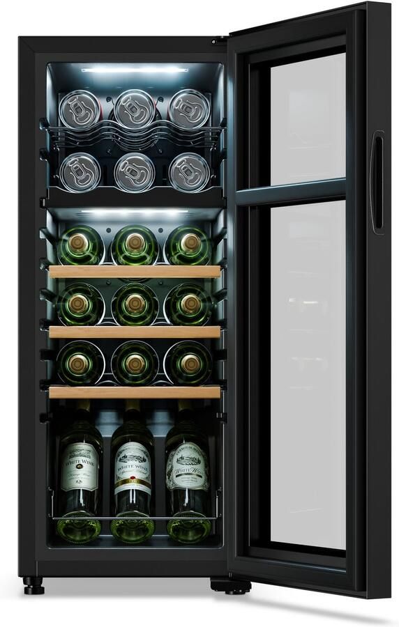 Klarstein energieeffizienter Weinkühlschrank für 18 Flaschen freistehend met 2 Kühlzonen praktischer Getränkekühlschrank & Weinkühler für optimal gekühlte Getränke – geschikt voor thuisfitness en sportschoolgebruik duurzame constructie ee