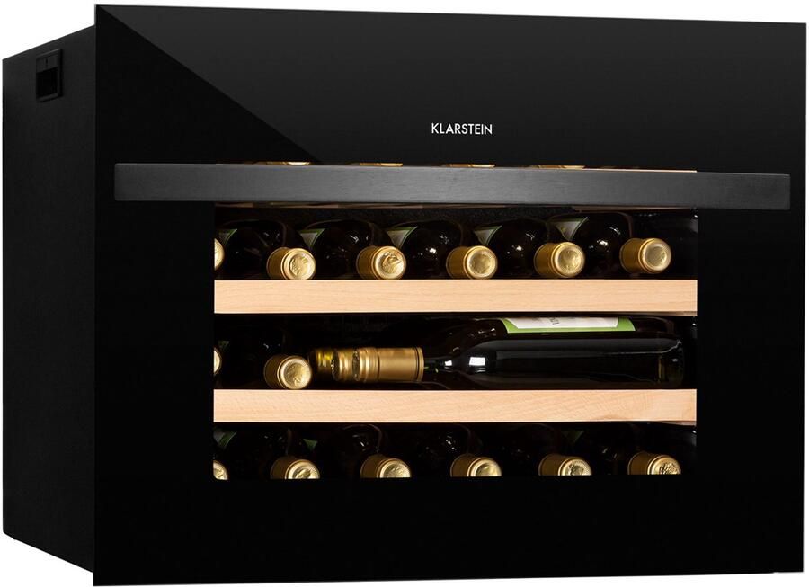 Klarstein Einbau Weinkühlschrank 1 Zonen Getränkekühlschrank Klein Kleiner Weinschrank 51L Wein Kühlschrank Klein met Glastür Indoor Outdoor Flaschenkühlschrank Wine Fridge 24 Flaschen – geschikt voor thuisfitness en sportschoolgebruik duurzame
