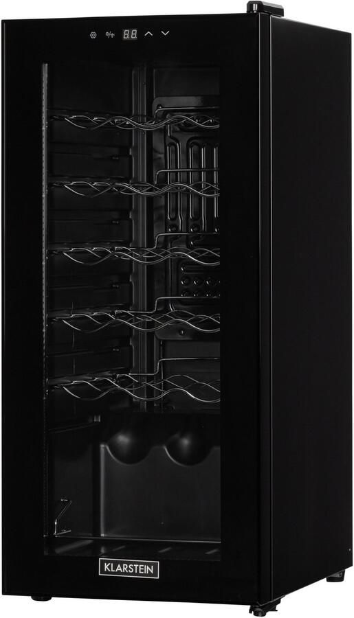 Klarstein Weinkühlschrank 1 Zonen Getränkekühlschrank Klein Kleiner Weinschrank 50L Wein Kühlschrank Klein met Glastür Indoor Outdoor Flaschenkühlschrank Wine Fridge 5 18°C 18 Flaschen – geschikt voor thuisfitness en sportschoolgebruik duurzam - Foto 2