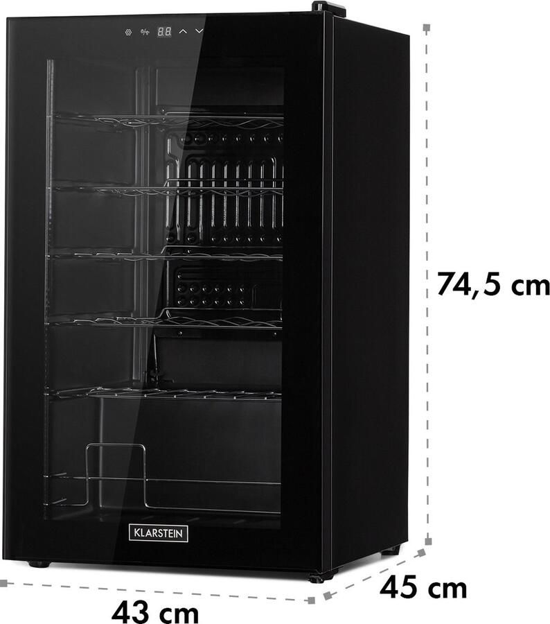 Klarstein Weinkühlschrank 1 Zonen Getränkekühlschrank Klein Kleiner Weinschrank 63L Wein Kühlschrank Klein met Glastür Indoor Outdoor Flaschenkühlschrank Wine Fridge 5 18°C 24 Flaschen – geschikt voor thuisfitness en sportschoolgebruik duurzam - Foto 1