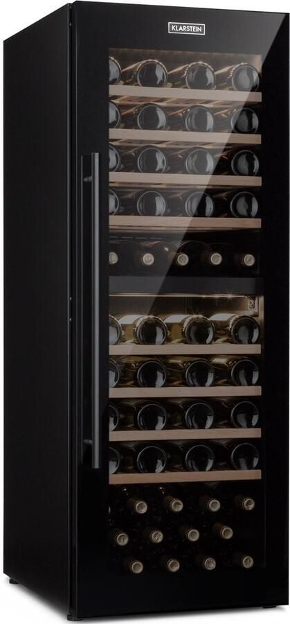 Klarstein Weinkühlschrank Getränkekühlschrank Schmal 2 Zonen Kühlschrank met Glastür Getränkekühlschränke Freistehend Weinkühlschrank Klein Weinkühlschränke met UV Schutz 5 20°C 77 Flaschen – geschikt voor thuisfitness en sportschoolgebruik d