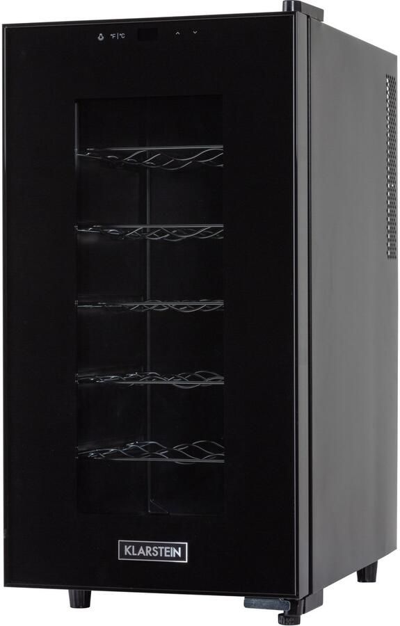 Klarstein Weinkühlschrank Getränkekühlschrank Schmal 1 Zone Kühlschrank met Glastür Outdoor GetränkekühlschränkeFreistehend Weinkühlschrank Klein Kühlschrank met UV Schutz 11 18°C 18 Flaschen – geschikt voor thuisfitness en sportschoolgebruik