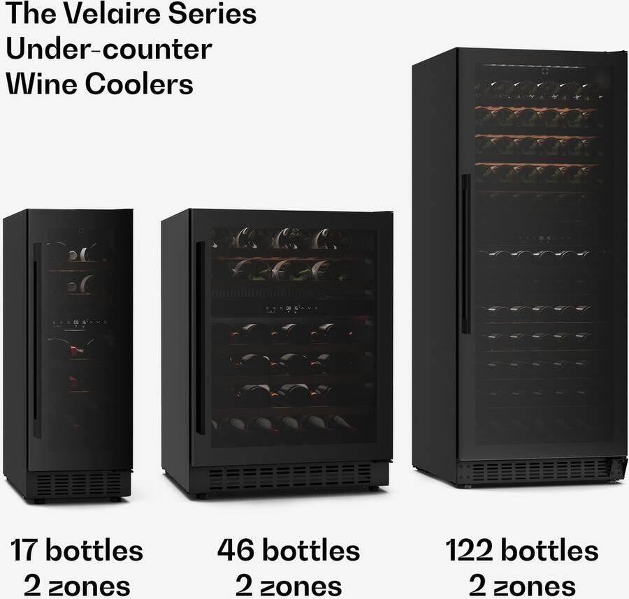 Klarstein Wijnkoeler Velaire wijnkoelkast met twee zones 122 flessen 2 zones 5-22 °C touchbediening LED UV-glas inbouw of vrijstaand voor Bar Houten Schappen voor Champagne voor Keuken Wijnklimaatkast Wijnkast
