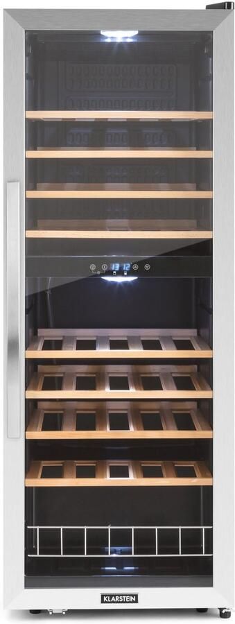 Klarstein Wijnkoeler Vinamour 54 Duo Wijnkoelkast 2 Zones 148 Liter 54 Flessen Touch display Zwart 47 cm voor Restaurant voor Bar Hout Wijnklimaatkast Wijnkast Wine Cooler Wine Fridge - Foto 2